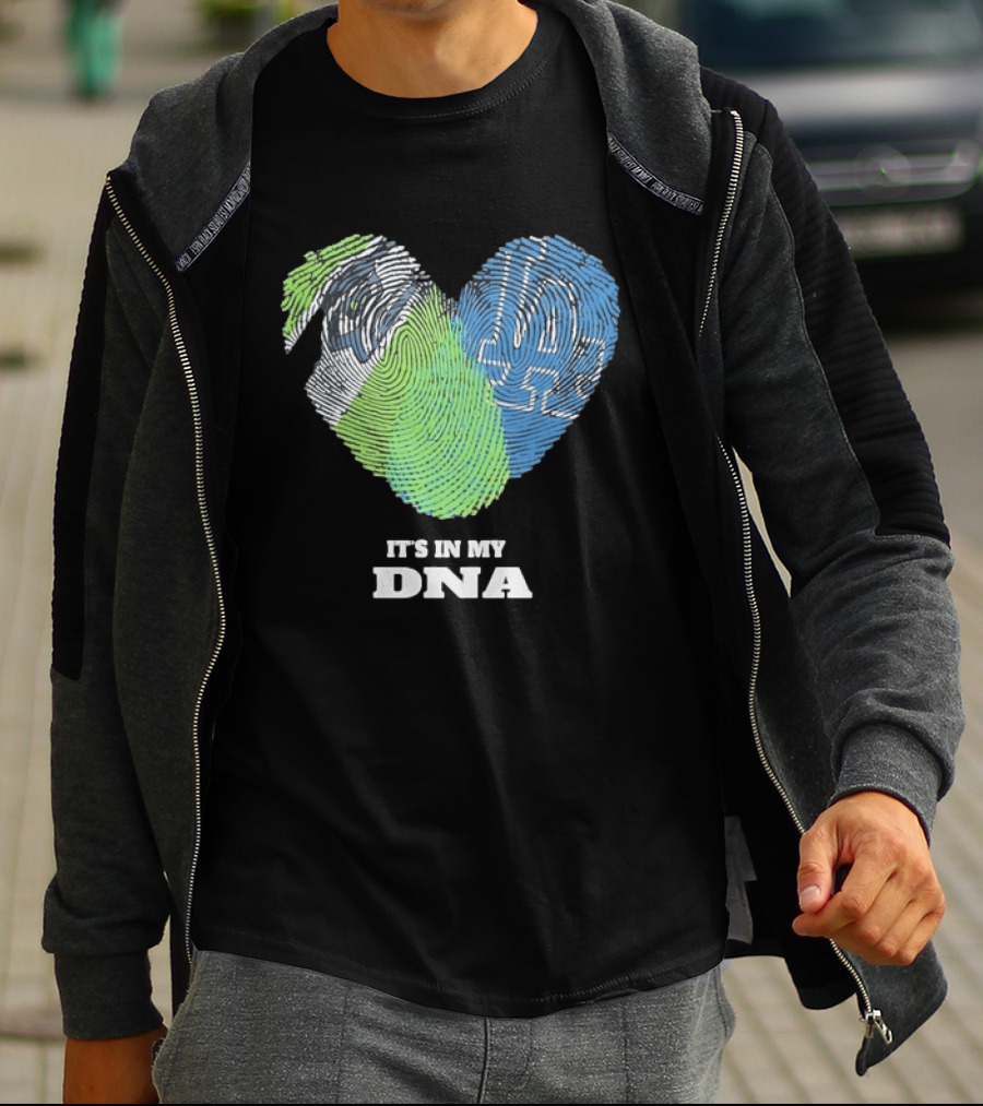 It's In My DNA Seattle Seahawks Los Angeles Dodgers Fingerprint T-Shirt