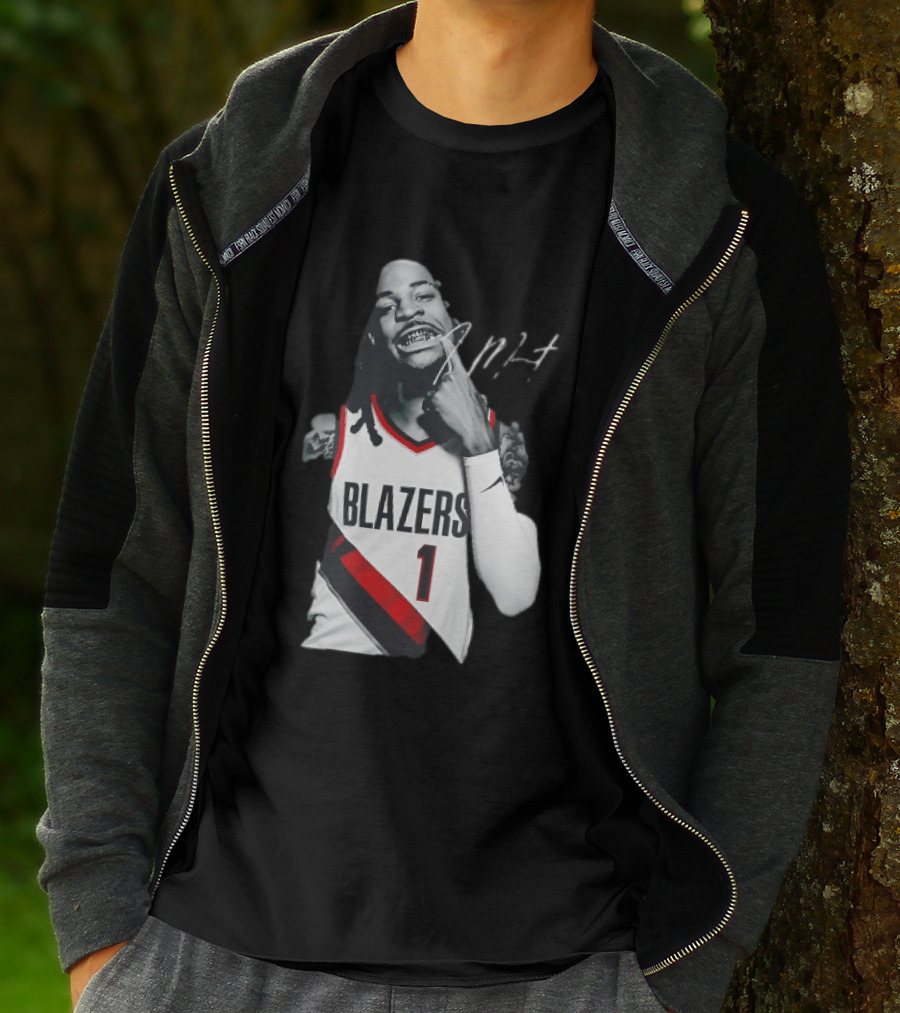 J MT Player Grills Number 1 Blazers T-Shirt