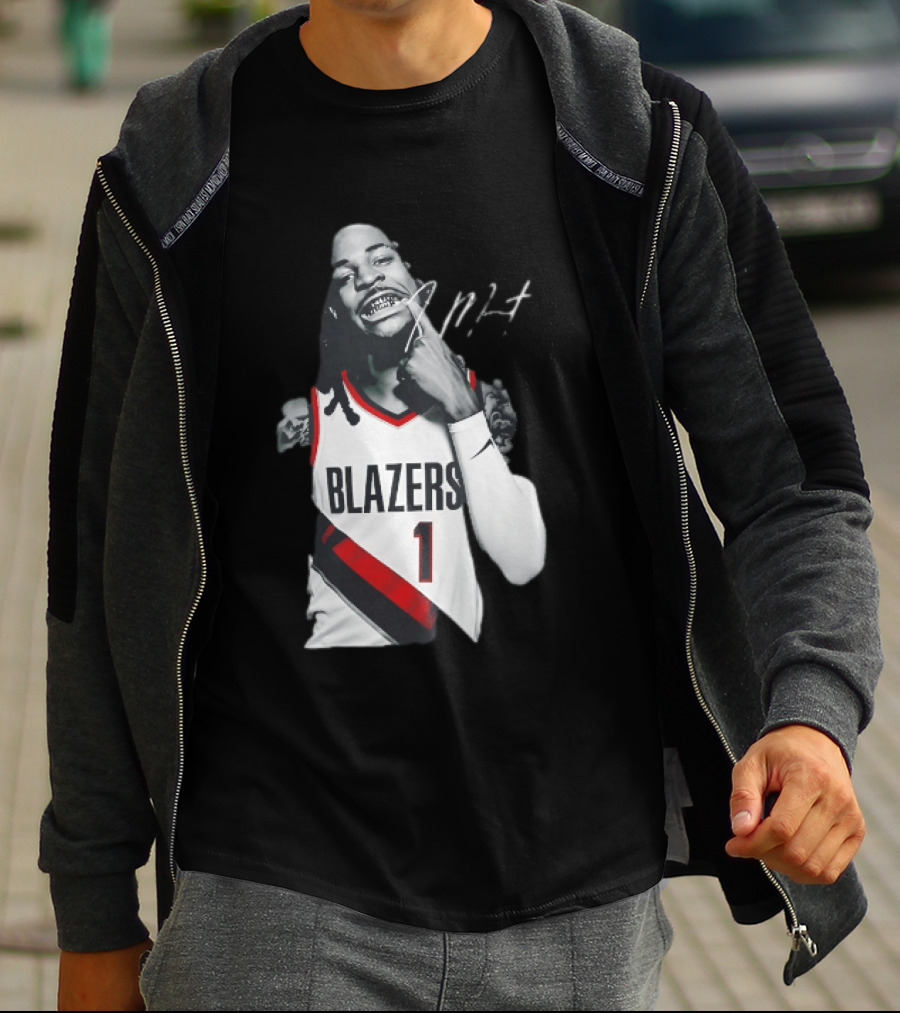 J MT Player Grills Number 1 Blazers T-Shirt