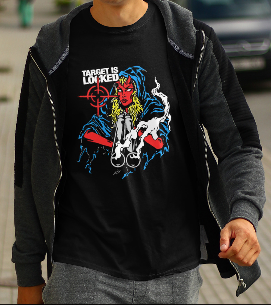 Target Is Locked Devil Woman Aiming Shotgun T-Shirt