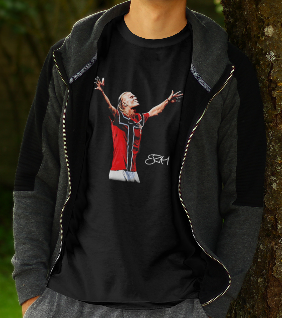Erling Haaland Norway National Team SRH Autograph Celebration T-Shirt