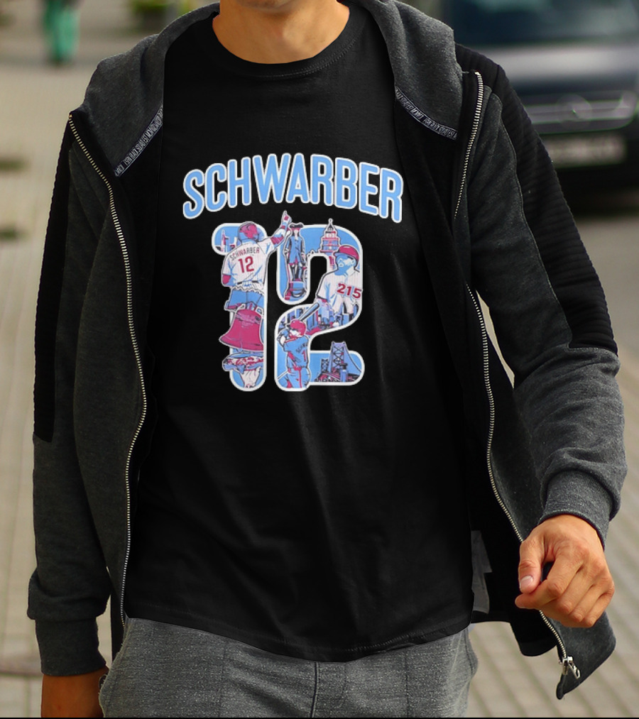 Kyle Schwarber Philadelphia Phillies 12 Liberty Bell City Skyline 215 T-Shirt