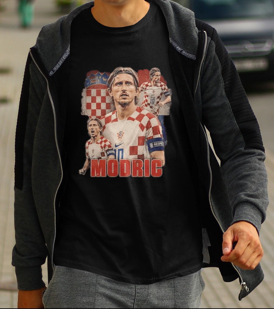 Luka Modric Croatia National Team Footballer With Croatian Flag And Number 10 T-Shirt