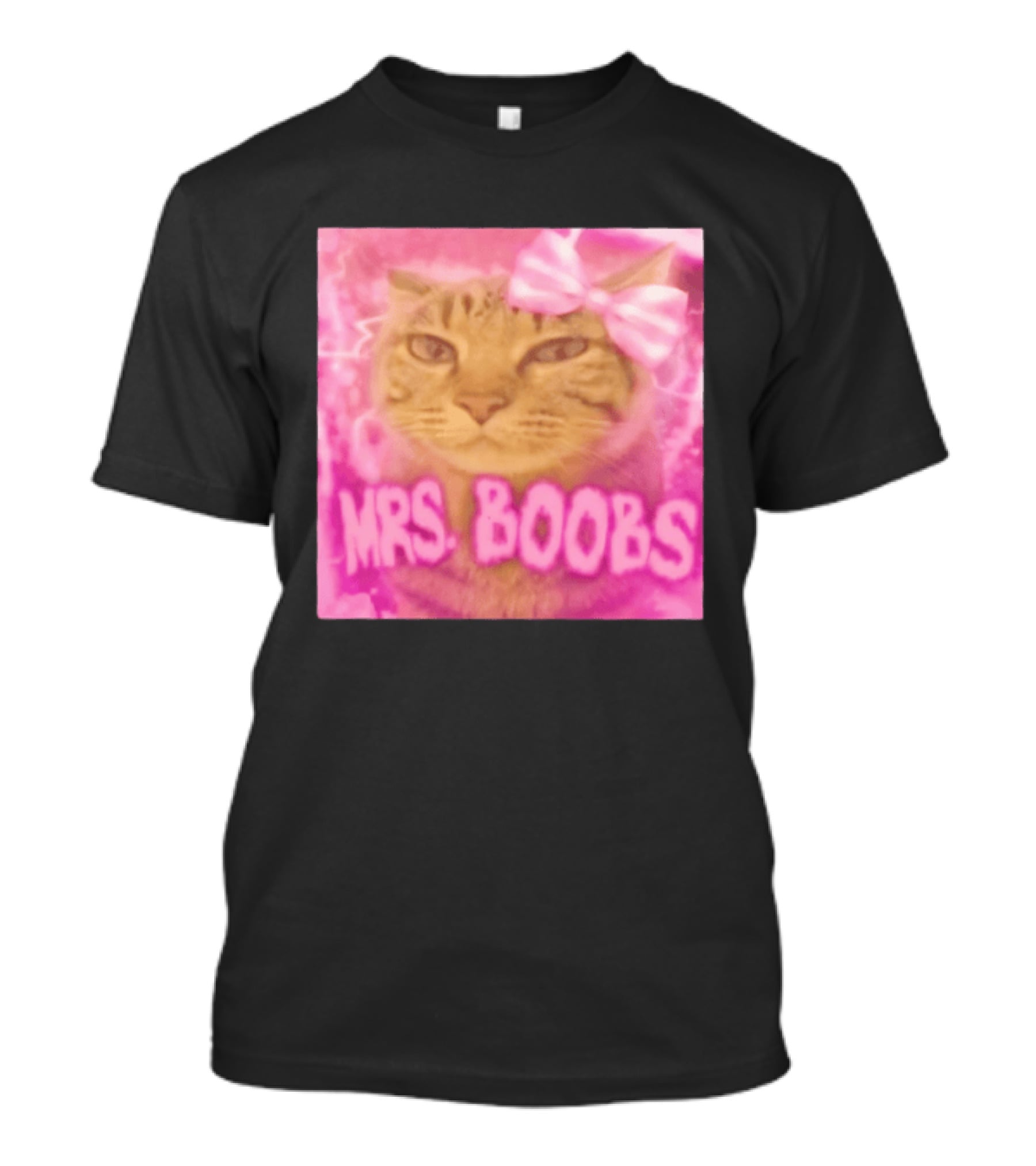 Mrs Boobs Cat Pink Aesthetic With Bow T-Shirt