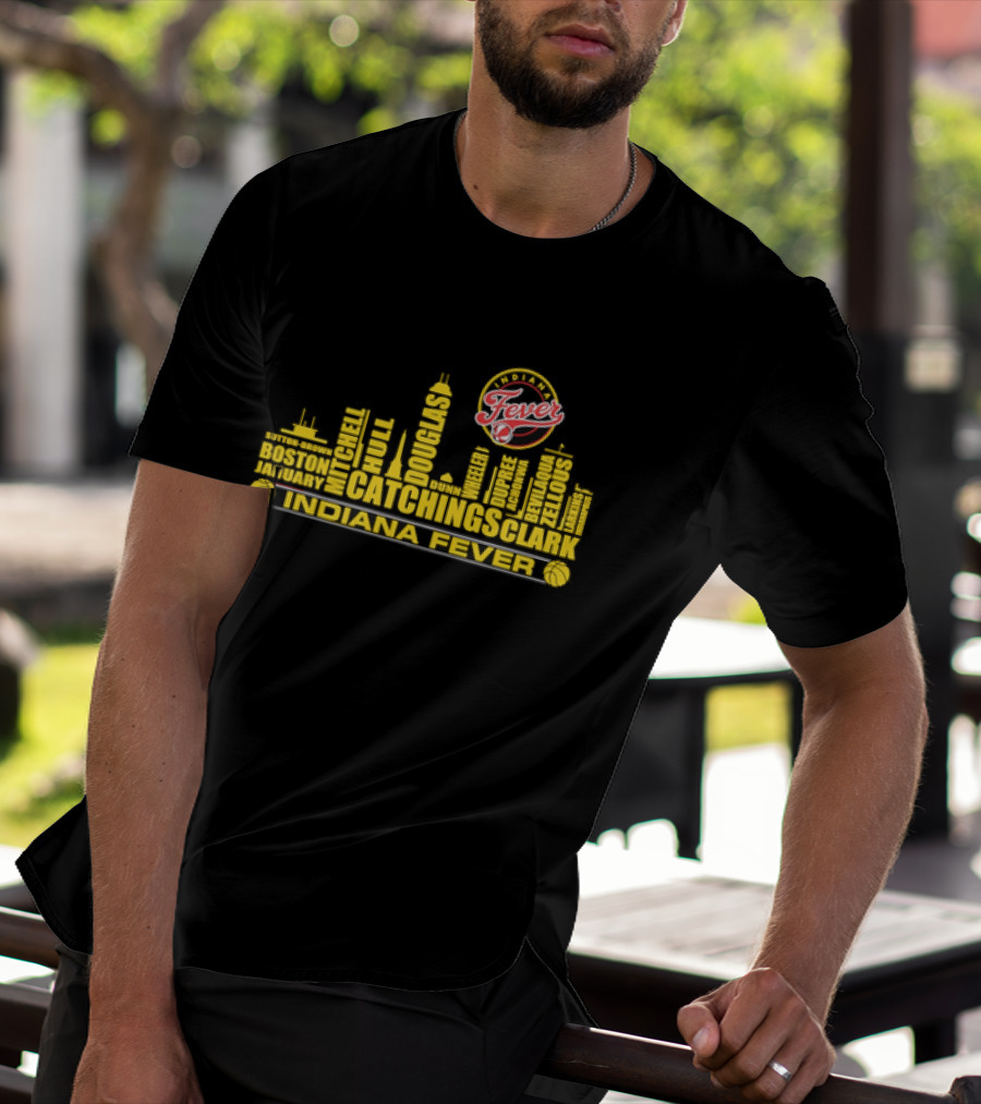 Indiana Fever Tamika Catchings Skyline WNBA Roster T-Shirt