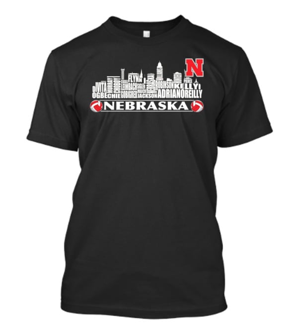 Nebraska Volleyball Player Roster Skyline N Huskers T-Shirt