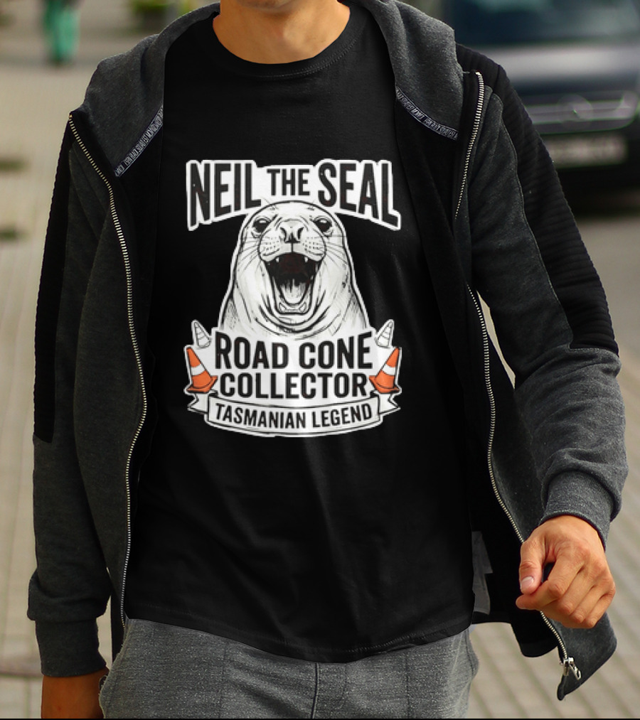 Neil The Seal Road Cone Collector Tasmanian Legend T-Shirt