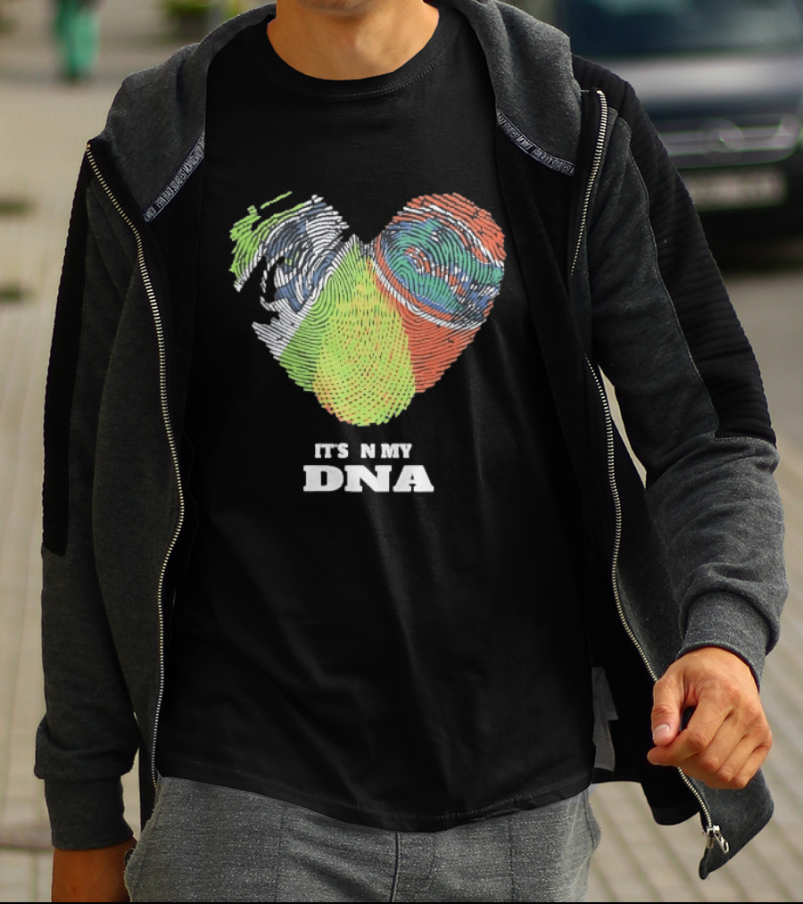 It's In My DNA Ireland And India Fingerprint Heart T-Shirt
