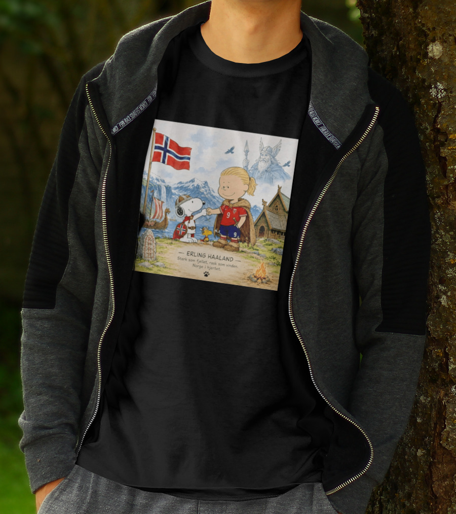 Norway Erling Haaland Snoopy Viking Norsk Sterk Som Fjellet Rask Som Vinden Norge I Hjertet T-Shirt