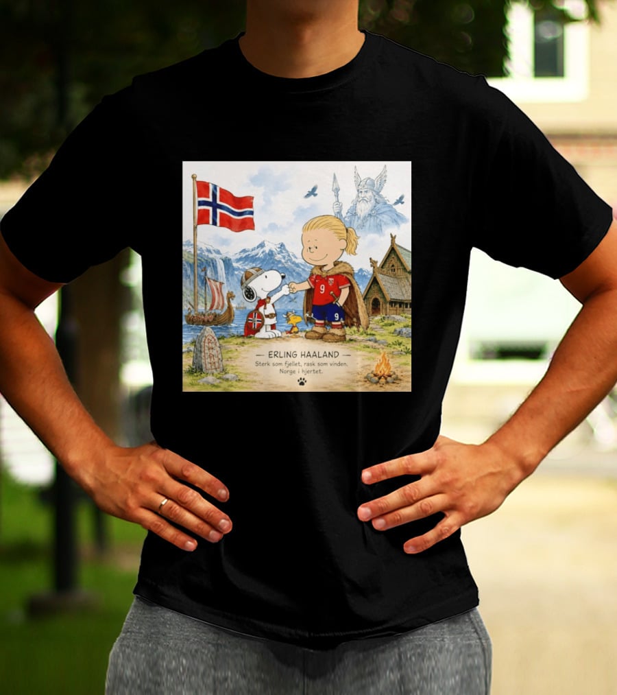 Norway Erling Haaland Snoopy Viking Norsk Sterk Som Fjellet Rask Som Vinden Norge I Hjertet T-Shirt