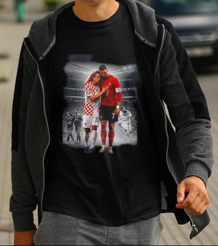 Portugal Cristiano Ronaldo Croatia Luka Modric Embrace Football Icon Moment T-Shirt