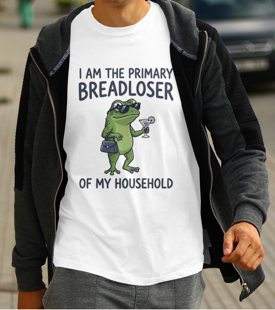 I Am The Primary Breadloser Frog Drinking Cocktail With Handbag And Shades T-Shirt