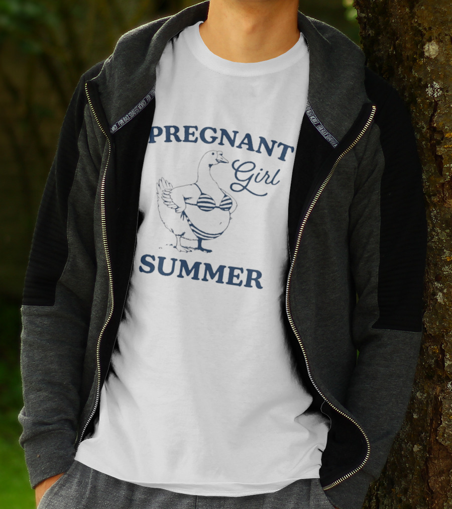 Pregnant Girl Summer Goose In Bikini T-Shirt