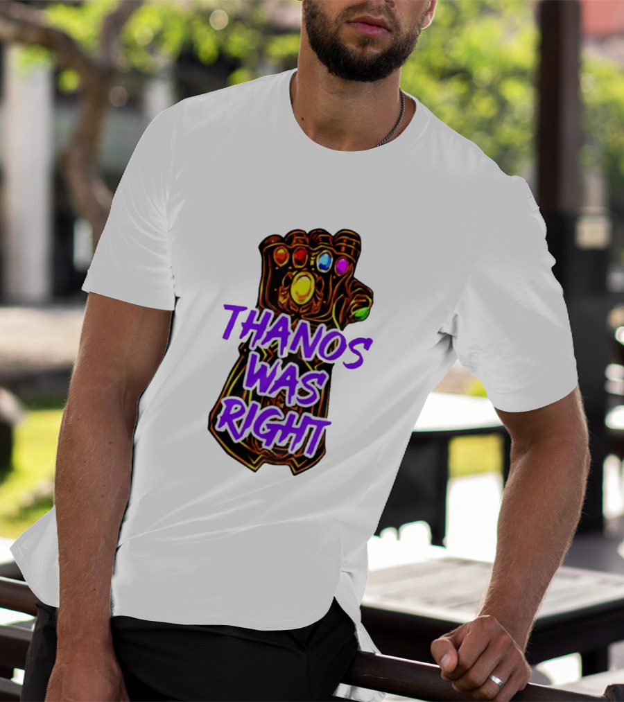 Thanos Was Right Marvel Infinity Gauntlet Bold Purple T-Shirt