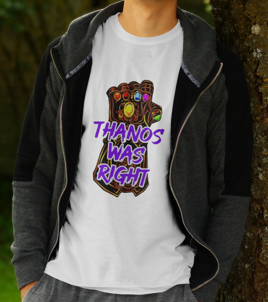 Thanos Was Right Marvel Infinity Gauntlet Bold Purple T-Shirt