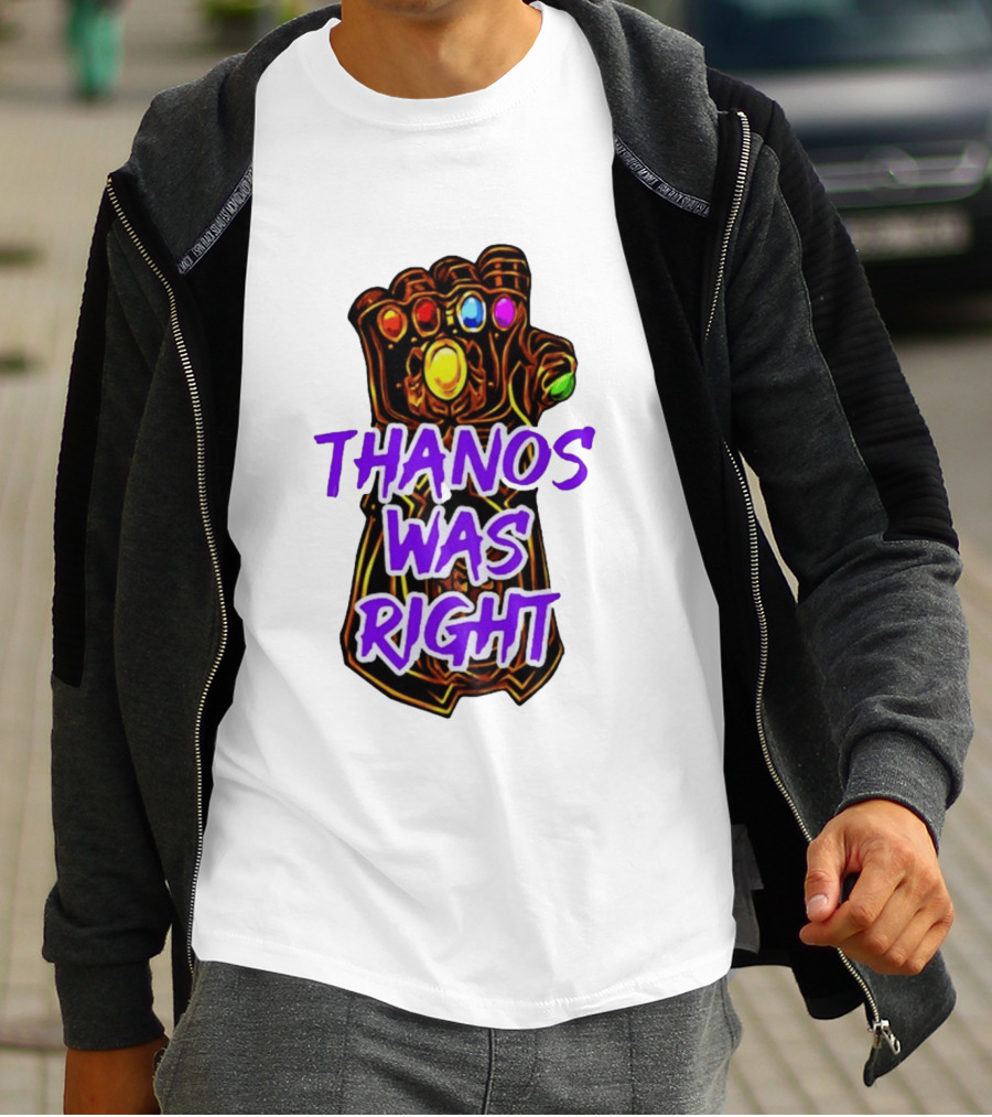Thanos Was Right Marvel Infinity Gauntlet Bold Purple T-Shirt