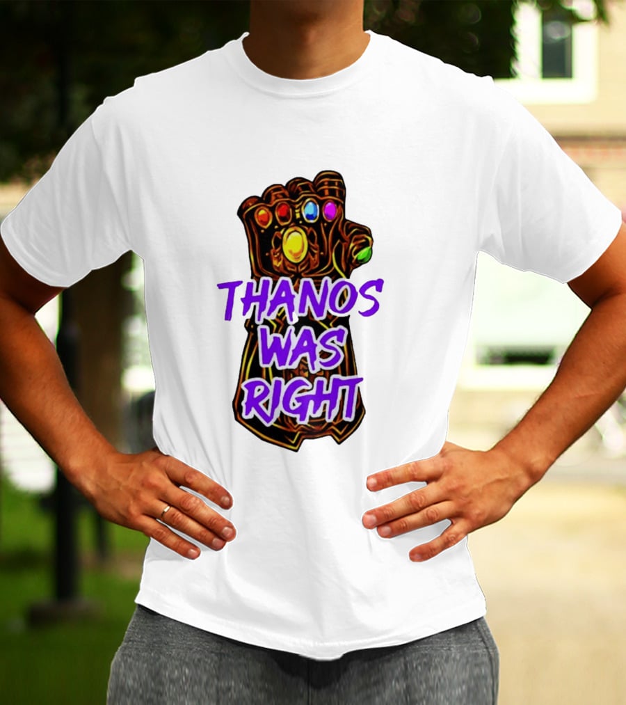 Thanos Was Right Marvel Infinity Gauntlet Bold Purple T-Shirt
