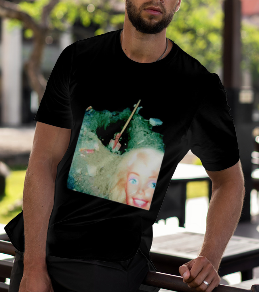 Barbie Doll Digging A Grave Shovel Surreal Scene T-Shirt
