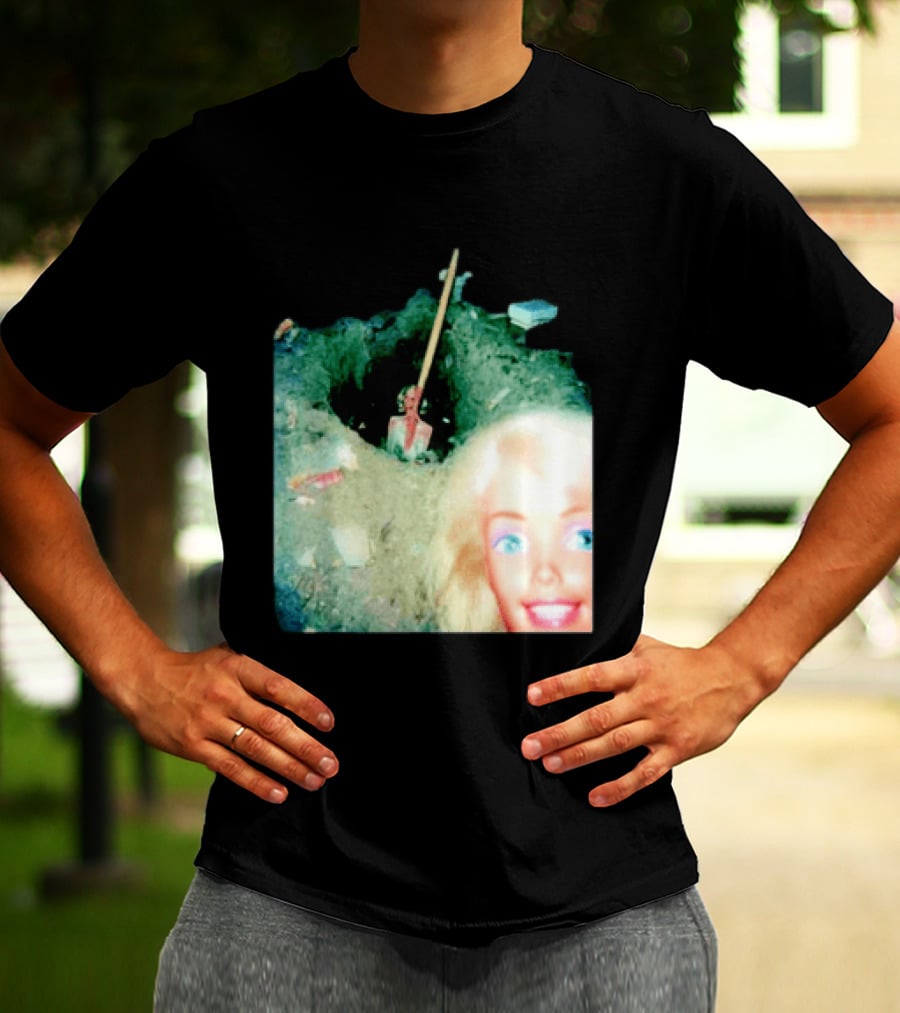 Barbie Doll Digging A Grave Shovel Surreal Scene T-Shirt