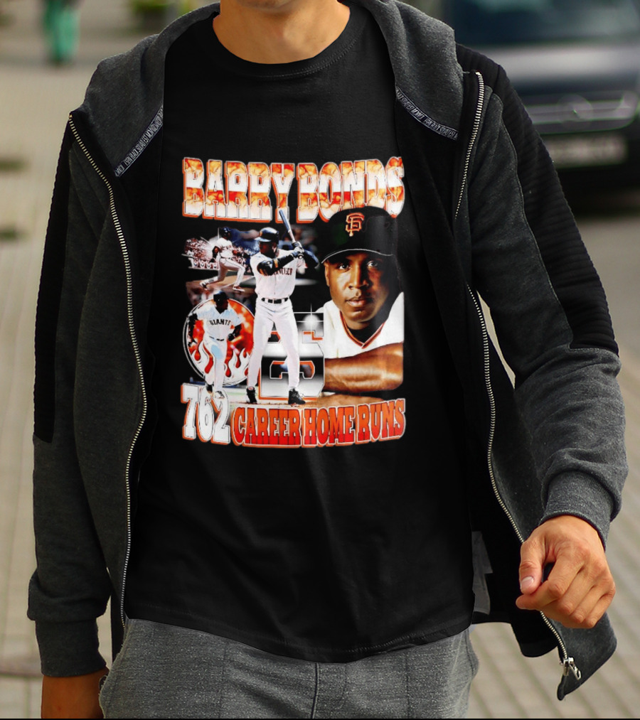 Barry Bonds Giants 25 San Francisco 762 Career Home Runs T-Shirt