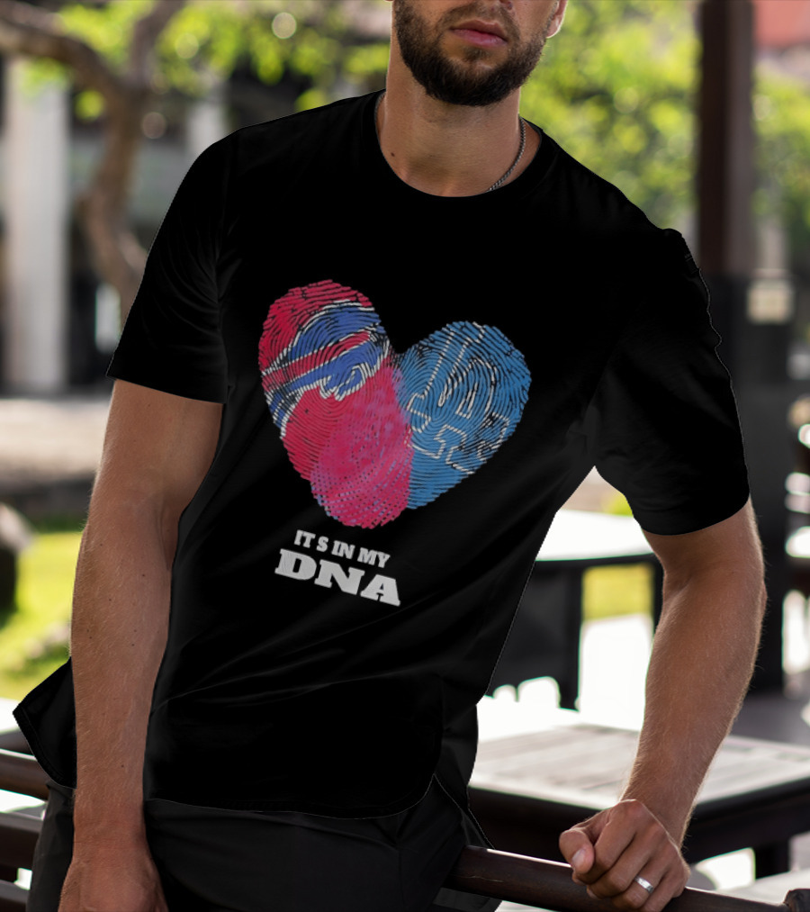 Buffalo Bills Los Angeles Dodgers It's In My DNA Fingerprint Heart T-Shirt