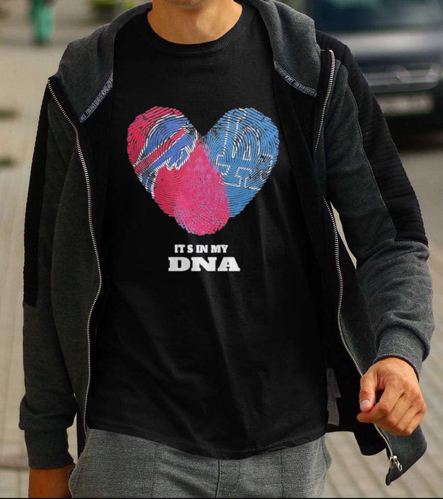 Buffalo Bills Los Angeles Dodgers It's In My DNA Fingerprint Heart T-Shirt