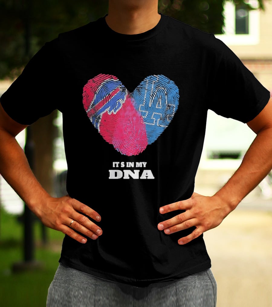 Buffalo Bills Los Angeles Dodgers It's In My DNA Fingerprint Heart T-Shirt