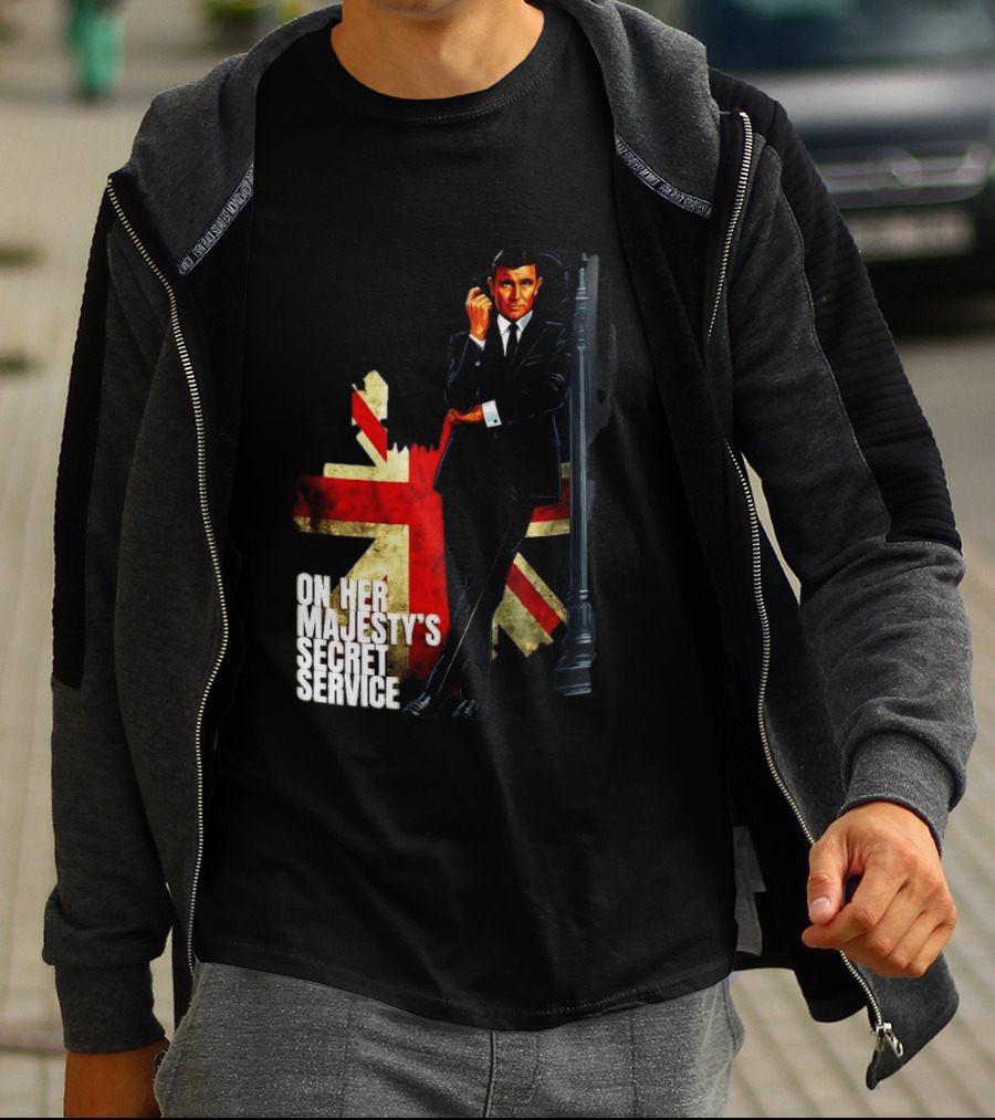 James Bond On Her Majesty's Secret Service British Flag Spy T-Shirt