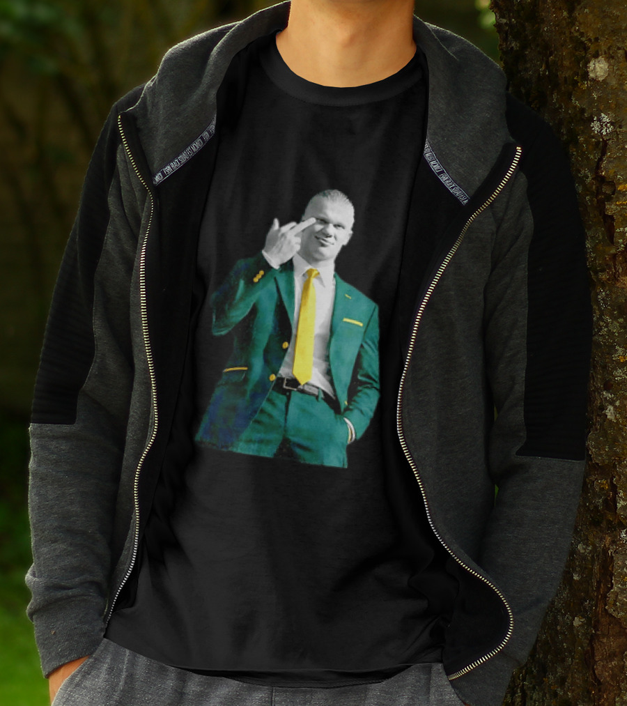 Erling Haaland Green Suit Yellow Tie Manchester City T-Shirt