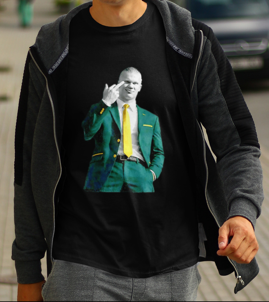 Erling Haaland Green Suit Yellow Tie Manchester City T-Shirt