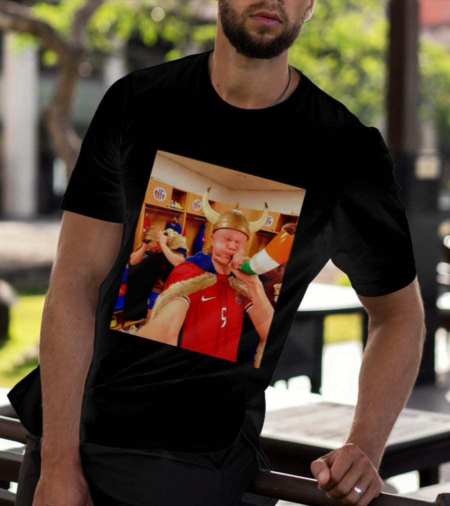 Erling Haaland Norway No 9 Viking Football Celebration Locker Room T-Shirt