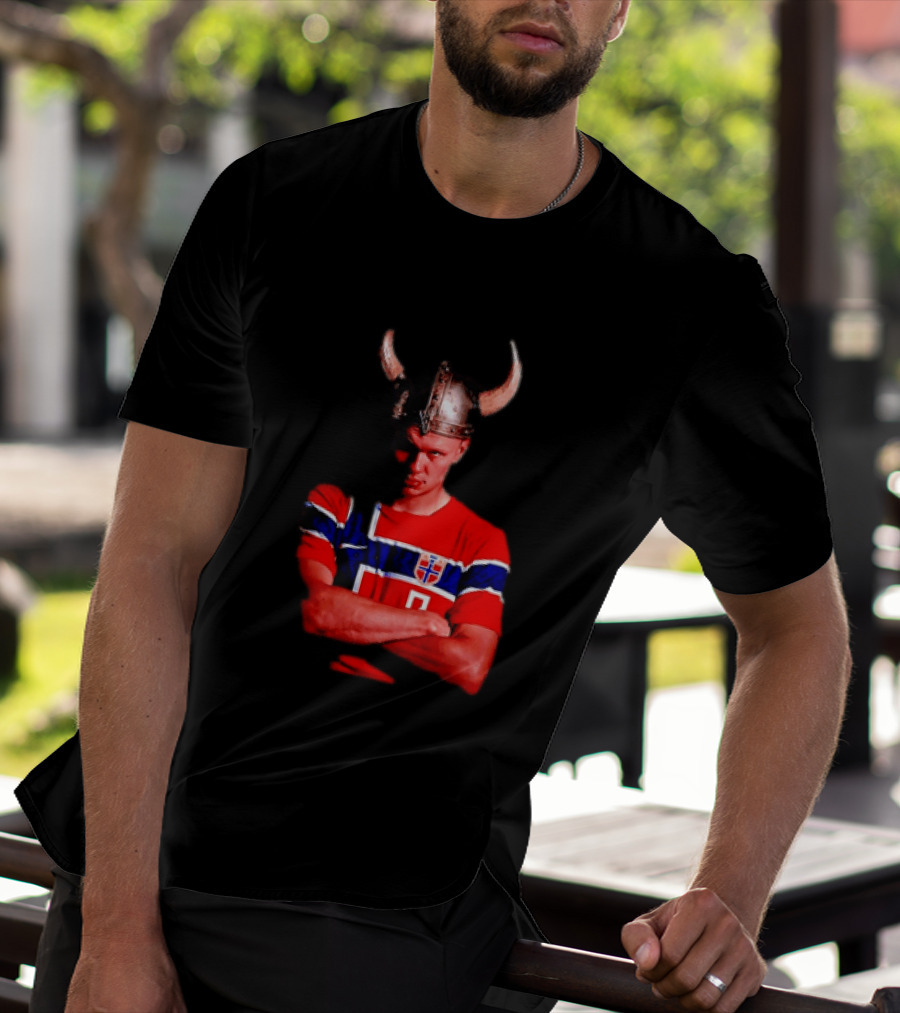 Erling Haaland Norway National Football Team Viking Helmet T-Shirt