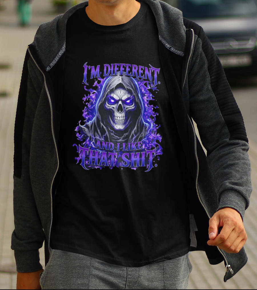 I'm Different Skeleton Hooded Reaper Purple Glow T-Shirt