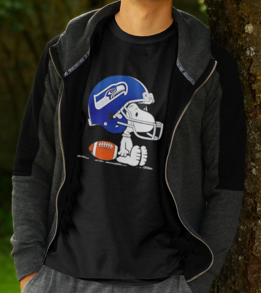 Snoopy Seattle Seahawks Football Helmet Collaboration T-Shirt