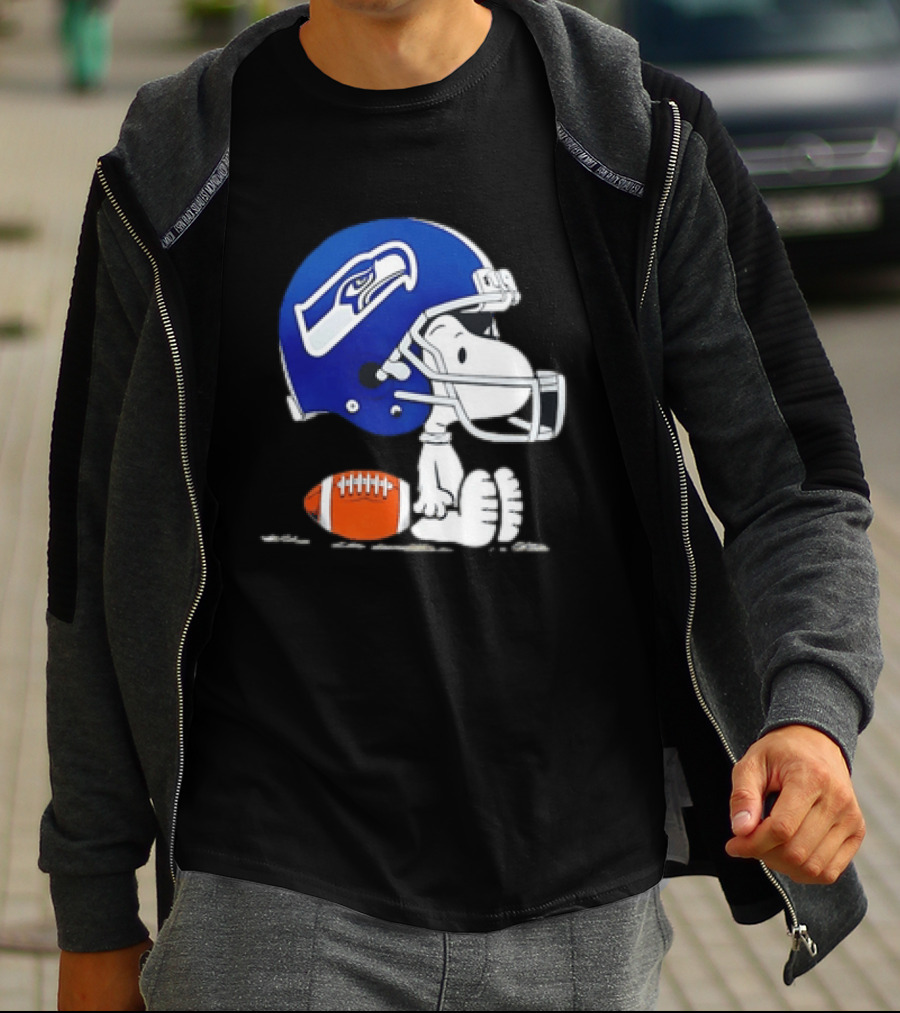 Snoopy Seattle Seahawks Football Helmet Collaboration T-Shirt