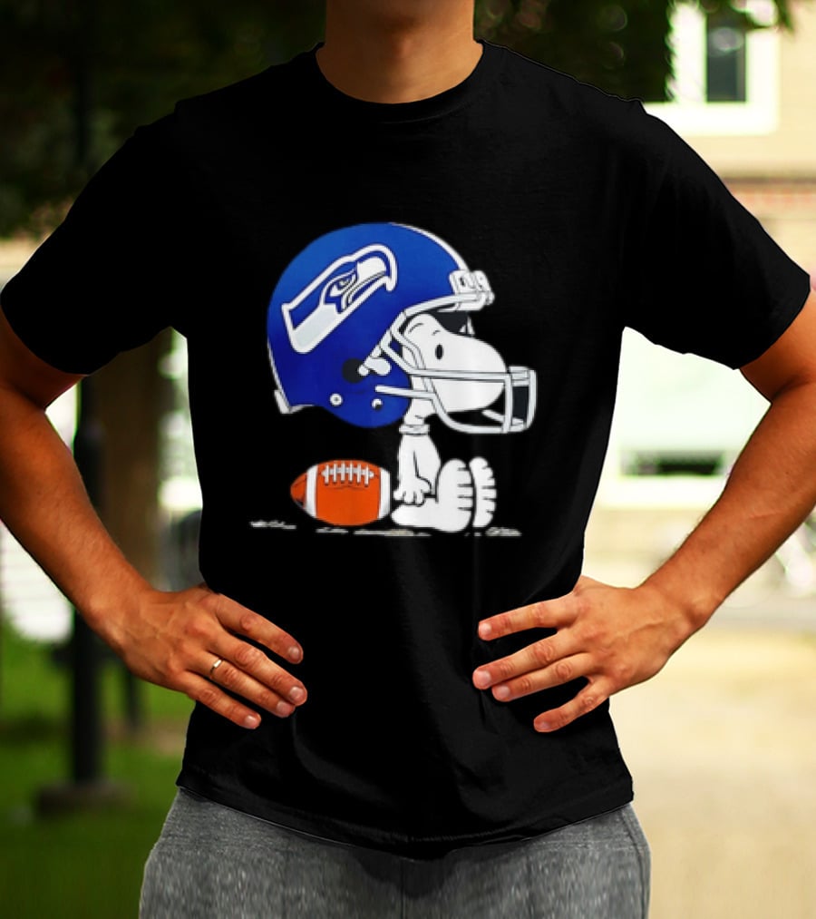 Snoopy Seattle Seahawks Football Helmet Collaboration T-Shirt
