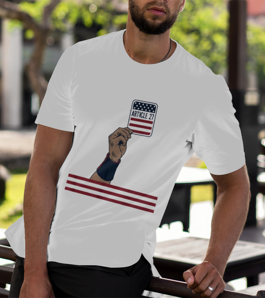 Article 27 USA Hand Constitution American Flag T-Shirt