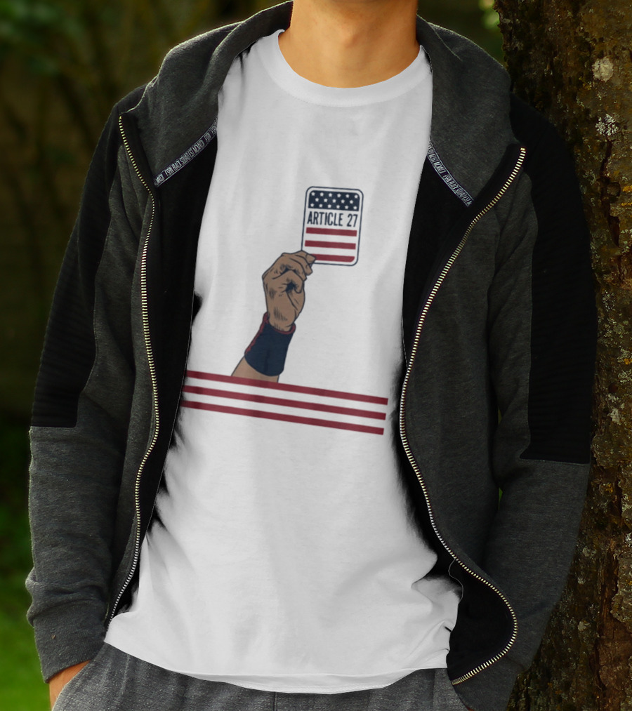 Article 27 USA Hand Constitution American Flag T-Shirt
