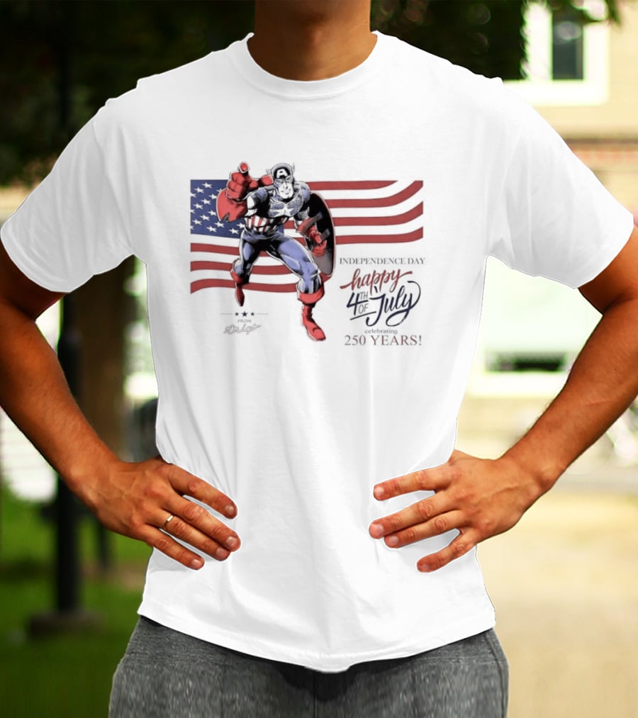 Captain America Marvel Comics Happy 4th Of July Independence Day Celebration T-Shirt