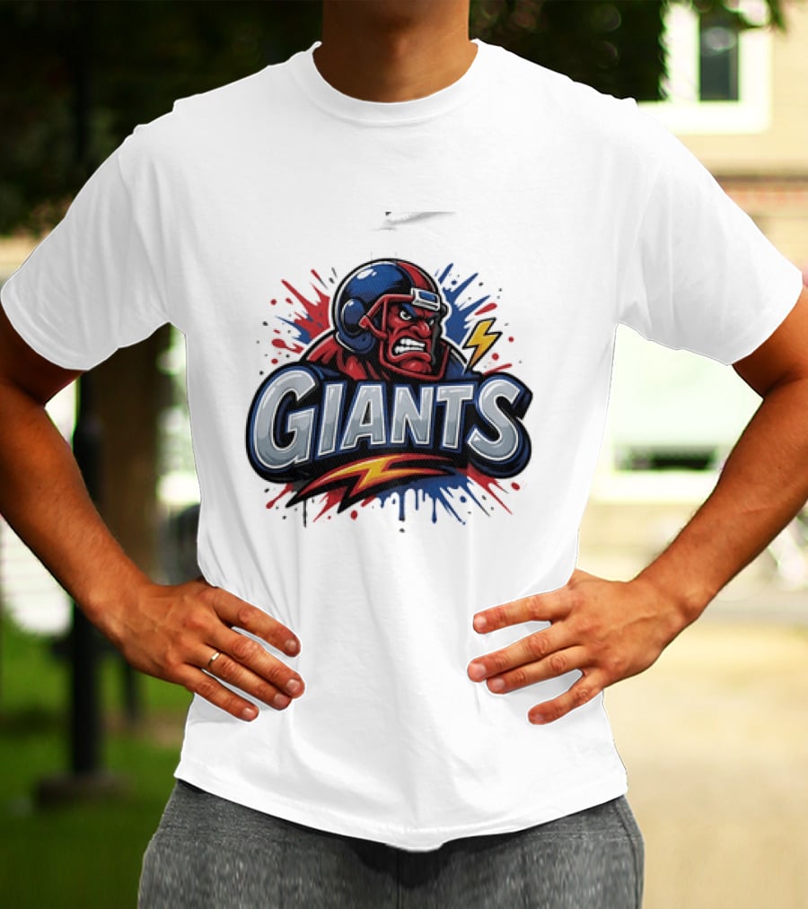 New York Giants Graffiti Style Football Helmet Lightning Bolt T-Shirt