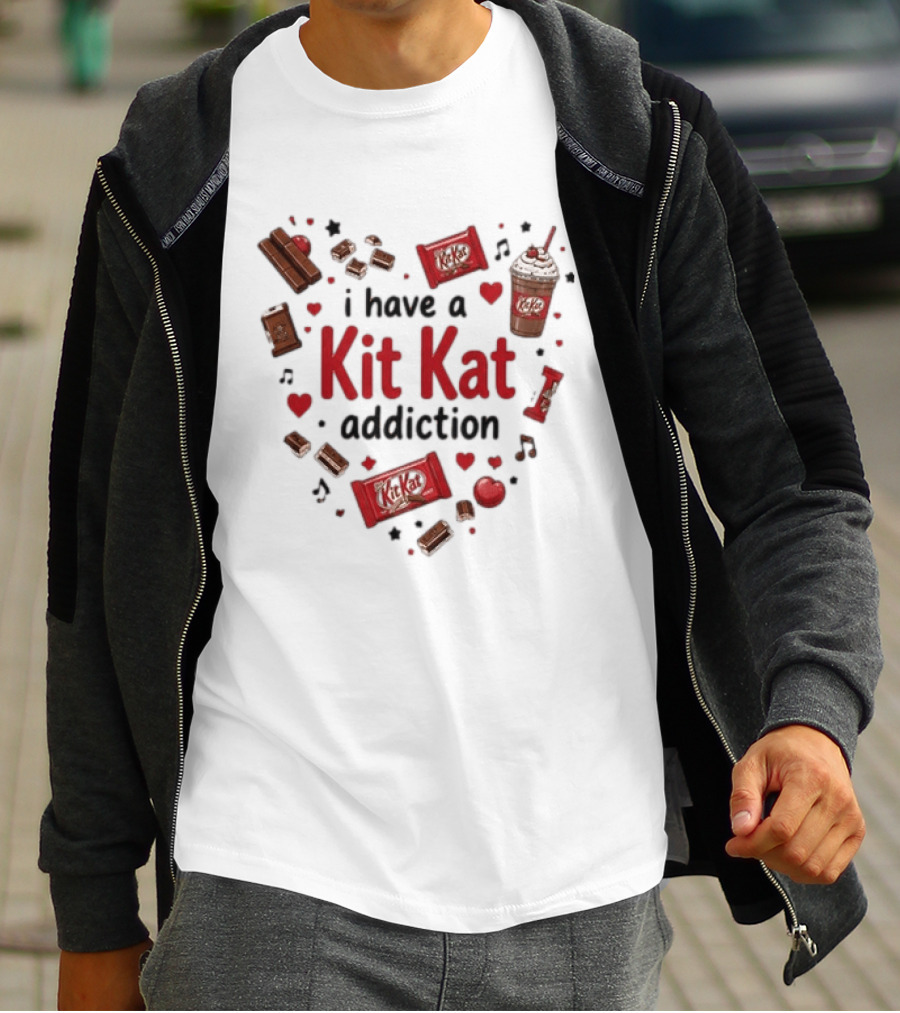 Heartbeat Love For Kit Kat Addiction Chocolate Lovers T-Shirt