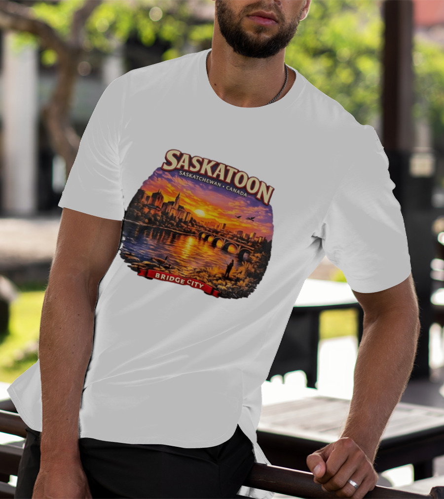 Saskatoon Saskatchewan Canada Sunset Bridge City T-Shirt