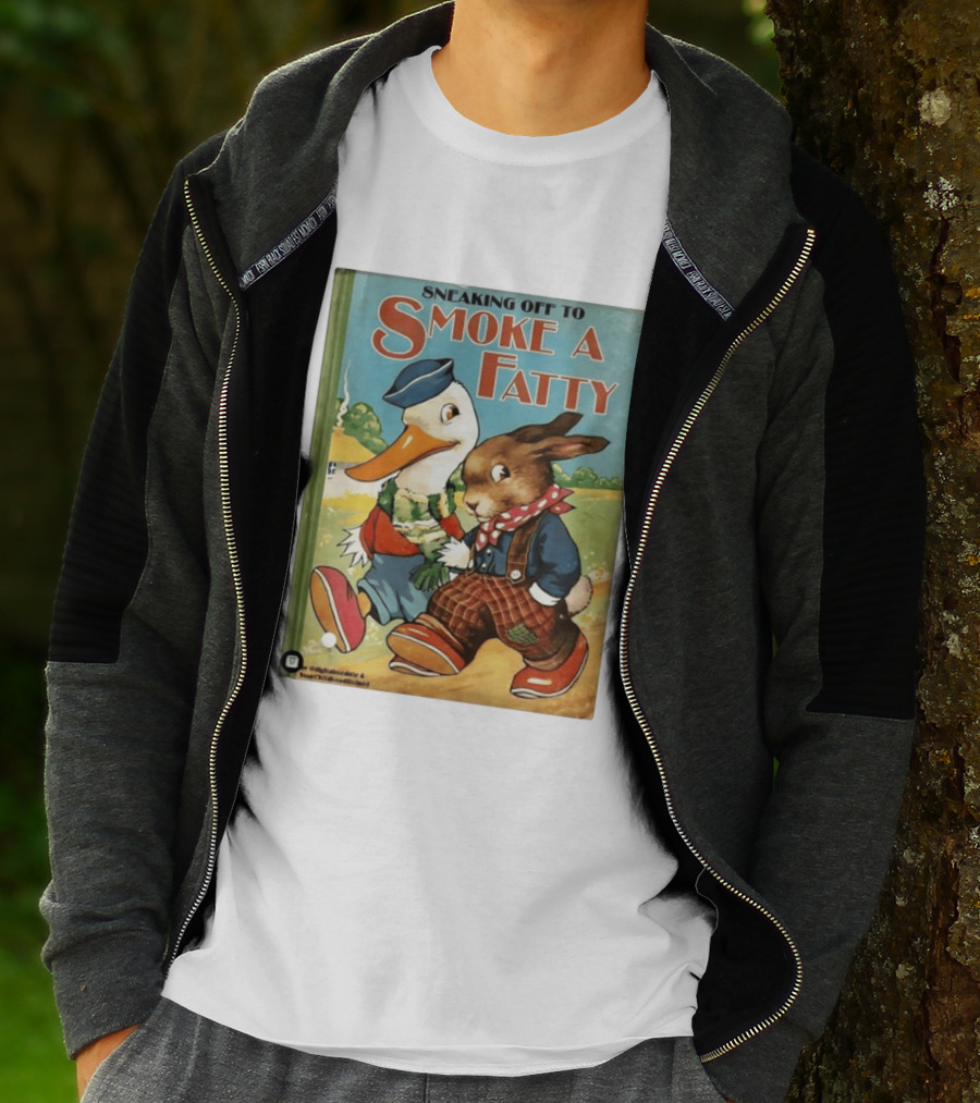 Sneaking Off To Smoke A Fatty Anthropomorphic Duck Rabbit Book Cover T-Shirt