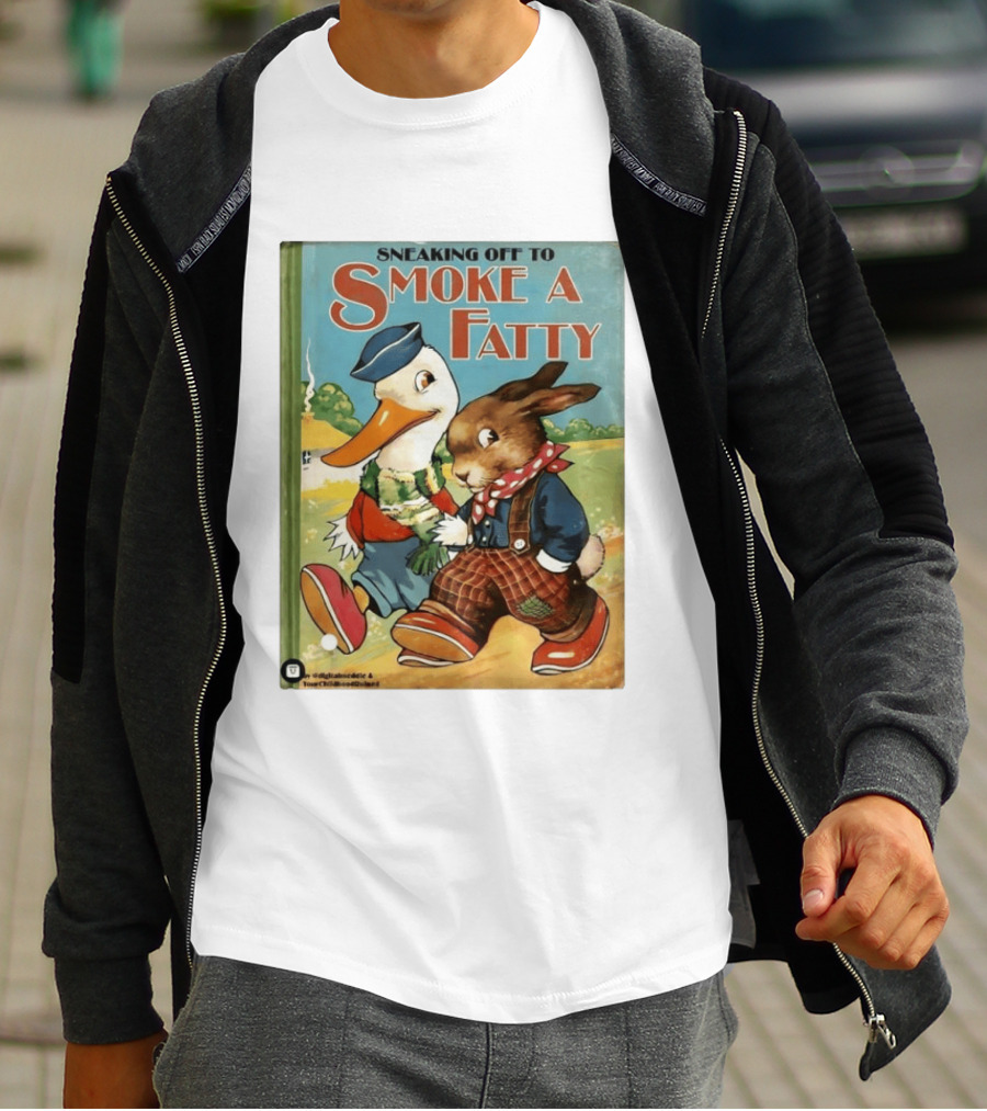 Sneaking Off To Smoke A Fatty Anthropomorphic Duck Rabbit Book Cover T-Shirt