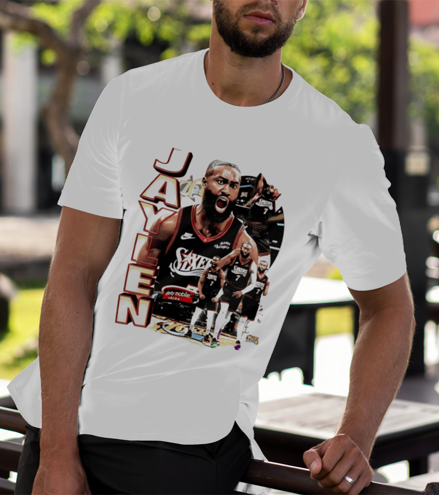 Jaylen Brown Nike 76ers Number 7 Bootleg Collage T-Shirt