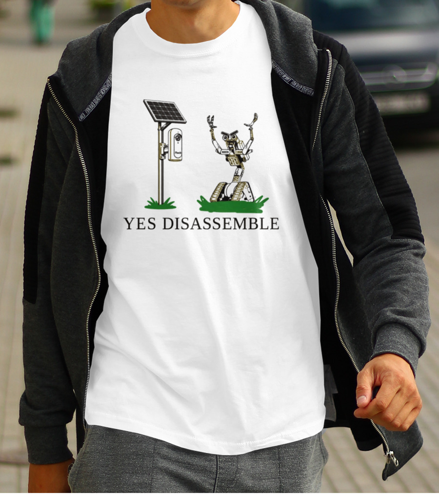 Johnny Five Yes Disassemble Robot Short Circuit Solar Panel T-Shirt