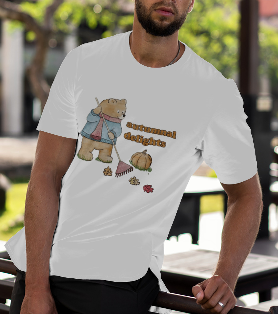 Winnie The Pooh Sorry I'm Busy Yearning For Autumnal Delights Pumpkin And Leaves T-Shirt