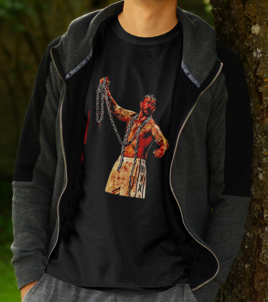 CM Punk Bloody Chain Wrestling WWE AEW Battle Attire T-Shirt