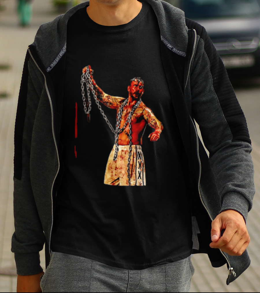 CM Punk Bloody Chain Wrestling WWE AEW Battle Attire T-Shirt