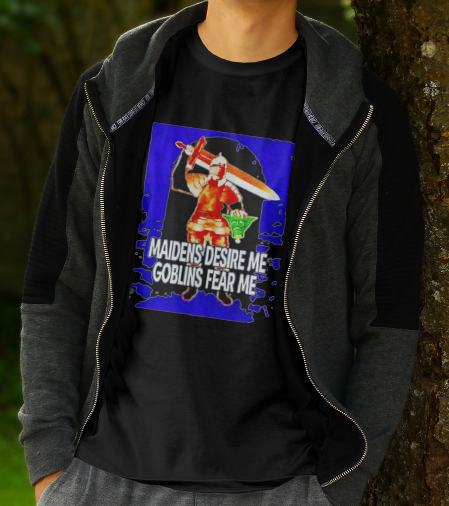 Maidens Desire Me Goblins Fear Me Knight With Yoda Head T-Shirt